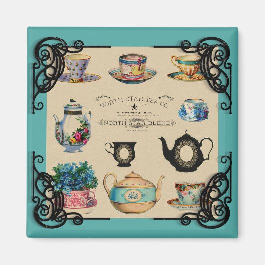 Antike Teekanne und Teetasse Magnet (Vorne)