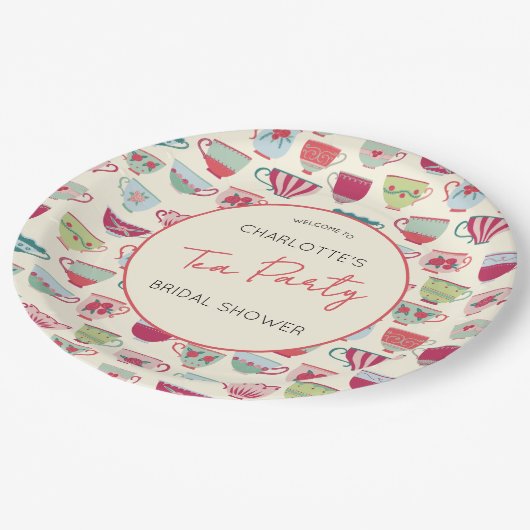 Antike Teeparty-Brautparty Pappteller (Schrägansicht)