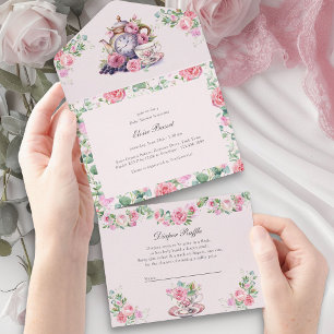 Antike Teeparty-Bücher Windel- und Babyparty All In One Einladung