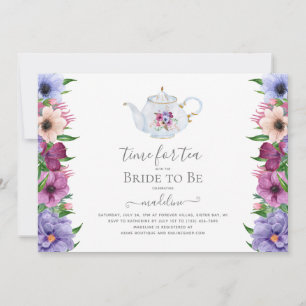 Antike Teeparty-Teekanne Blumen Hochzeitsdusche Einladung