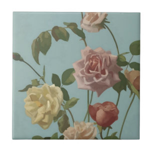 Antike Teerose und rosafarbene Rosen Fliese