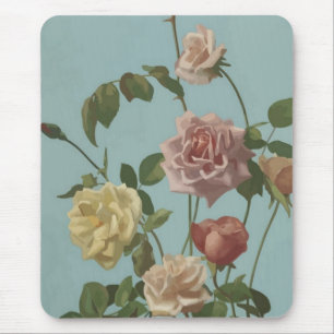 Antike Teerose und rosafarbene Rosen Mousepad