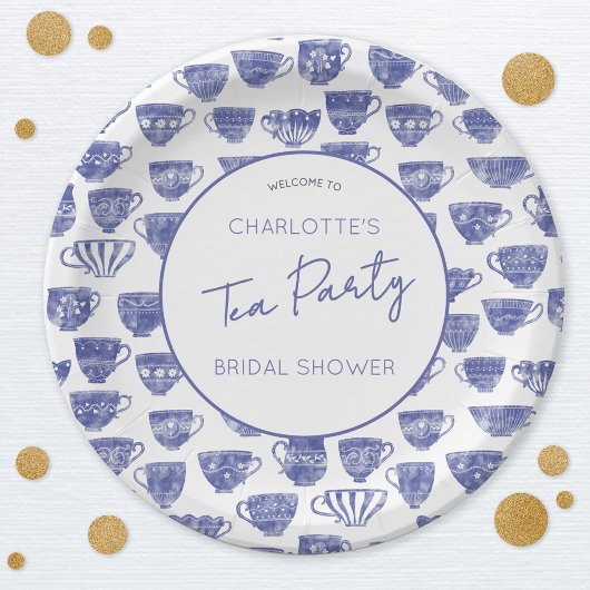 Antike Teetasse Blaue Teeparty Brautparty Pappteller