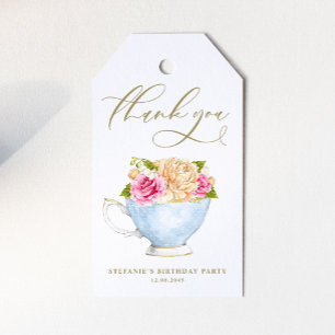 Antike Teetasse Blumenstrauß-Teeparty-Geburtstag Geschenkanhänger