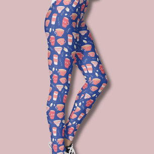 Antike Teetasse Pfirsich- und Blaumuster Leggings
