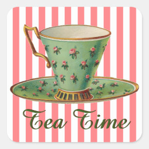 Antike Teetasse Quadratischer Aufkleber
