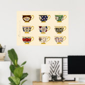 Antike Teetassen-Designs aus der viktorianischen Ä Poster (Heimbüro)
