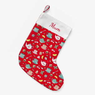 Antike Teetassen und Teekannen Teetrinker gemuster Kleiner Weihnachtsstrumpf