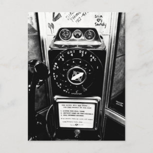 Antike Telefonkabine auf Postkarte