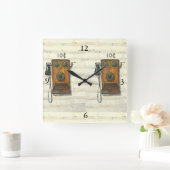 antike Telefonwand Quadratische Wanduhr (Zuhause)