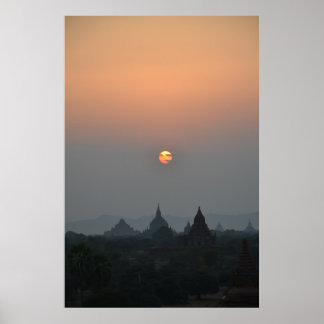 Antike Tempel bei Sunset - Bagan, Myanmar Poster