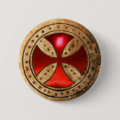 ANTIKE TEMPLAR CROSS Red Ruby Gem Button (Vorderseite)