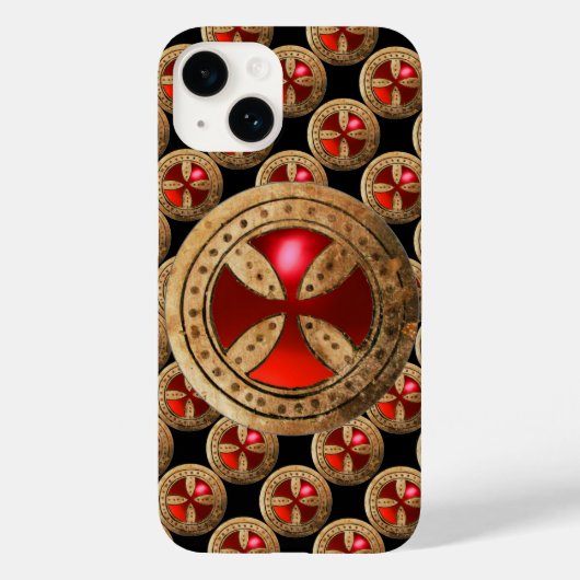 ANTIKE TEMPLAR CROSS Red Ruby Gem Case-Mate iPhone Hülle (Rückseite)
