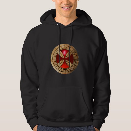 ANTIKE TEMPLAR CROSS Red Ruby Gem Hoodie (Vorderseite)