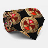 ANTIKE TEMPLAR CROSS Red Ruby Gem Krawatte (Gerollt)