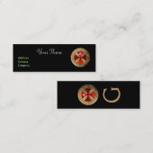 ANTIKE TEMPLAR CROSS Red Ruby Gem Mini Visitenkarte (Vorne/Hinten)