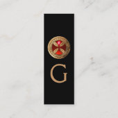 ANTIKE TEMPLAR CROSS Red Ruby Gem Mini Visitenkarte (Rückseite)