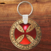 ANTIKE TEMPLAR CROSS Red Ruby Gem Schlüsselanhänger (Rückseite)