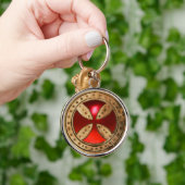 ANTIKE TEMPLAR CROSS Red Ruby Gem Schlüsselanhänger (Hand)