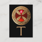 ANTIKE TEMPLAR CROSS Red Ruby Gem Visitenkarte (Rückseite)