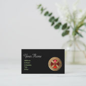 ANTIKE TEMPLAR CROSS Red Ruby Gem Visitenkarte (Stehend Vorderseite)