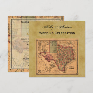 * Antike Texas-Karte #1, abgenutzter Hintergrund # Einladung