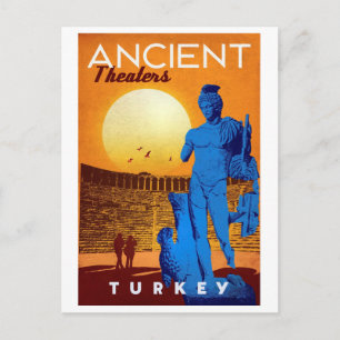 Antike Theater, Türkei, Skulpturenkunst, Vintag Postkarte