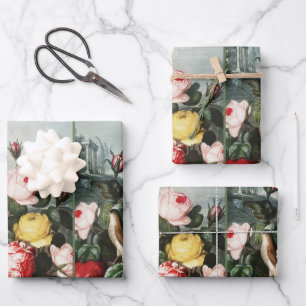 Antike Thornton Rosen Vogelnest Kunst Geschenkpapier Set