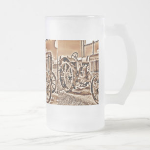 Antike Traktor-Landwirtschaftsgeräte Klassisches S Mattglas Bierglas