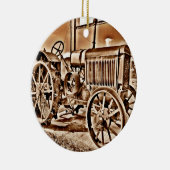 Antike Traktorenanlage Klassische Sepia Keramik Ornament (Rechts)