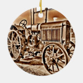 Antike Traktorenanlage Klassische Sepia Keramik Ornament (Hinten)