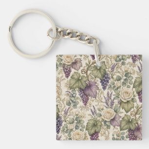 Antike Trauben, Lavendel & Weiße Rosen Schlüsselanhänger