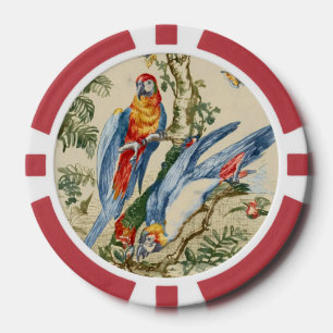 Antike tropische Papageien- und Schmetterlingsfein Pokerchips