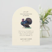Antike Truthahn-Illustration Thanksgiving-Dinner Einladung (Stehend Vorderseite)