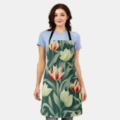 Antike Tulpen Botanisches Muster Schürze (Getragen)