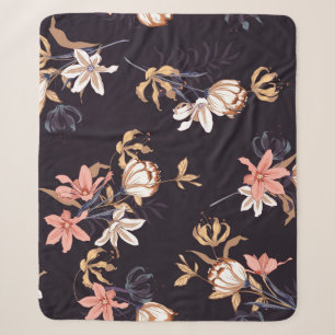 Antike Tulpen, dunkler violetter Hintergrund Sherpadecke