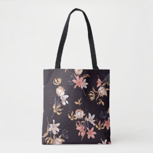 Antike Tulpen, dunkler violetter Hintergrund Tasche