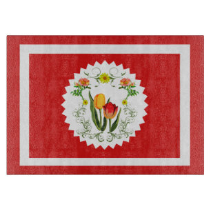 Antike Tulpen Rot Schneidebrett