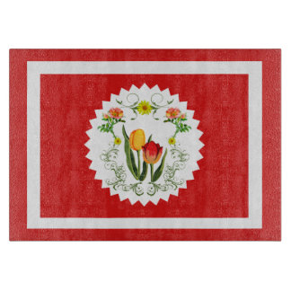 Antike Tulpen Rot Schneidebrett