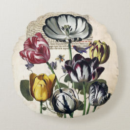 Antike Tulpen Rundes Kissen