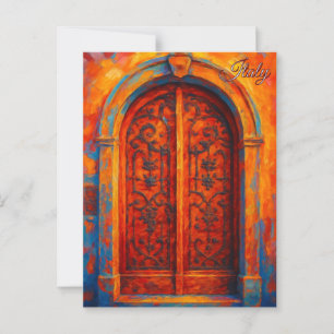 Antike Tür Bergamo Italien Retro Europa Reise Postkarte