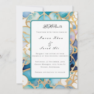 Antike Türkis arabeske muslimische Hochzeitseinlad Save The Date