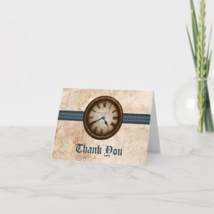 Antike-Uhr-Dankeskarten, Blau Dankeskarte