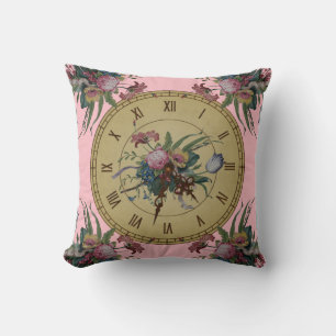 Antike Uhr mit Blumen Kissen