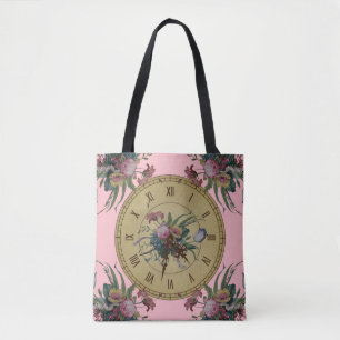 Antike Uhr mit Blumen Tasche