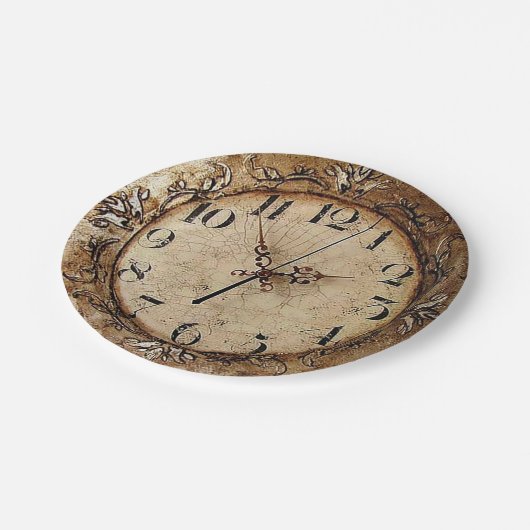 Antike Uhr Pappteller (Schrägansicht)