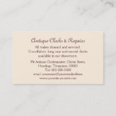 Antike Uhrcreme-Visitenkarte Visitenkarte (Rückseite)