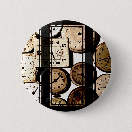 Antike Uhrenzifferblätter Steampunk Button (Vorderseite)