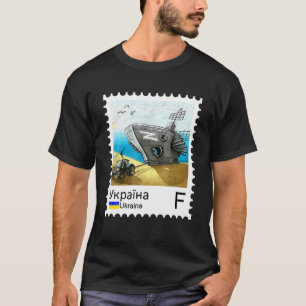 Antike ukrainische Briefmarke Bauer stiehlt Moskva T-Shirt