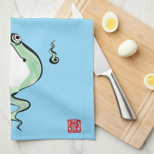 Antike Ursprungsgeschichte Grumpy Frog Japanische Geschirrtuch